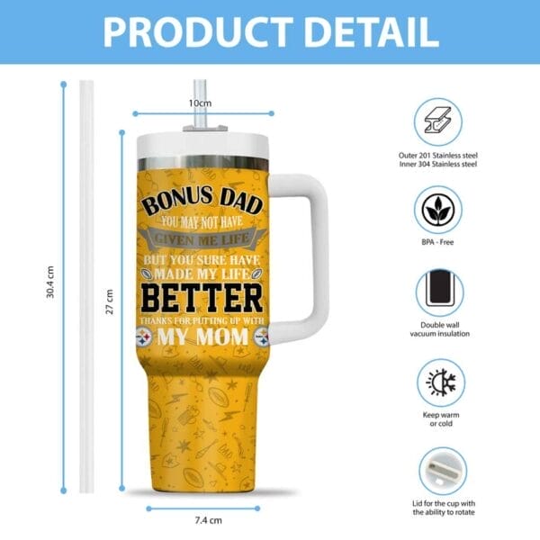 Pittsburgh Steelers New Personalized 40oz Tumbler Father's Day AMC40OZ000171 - Image 2
