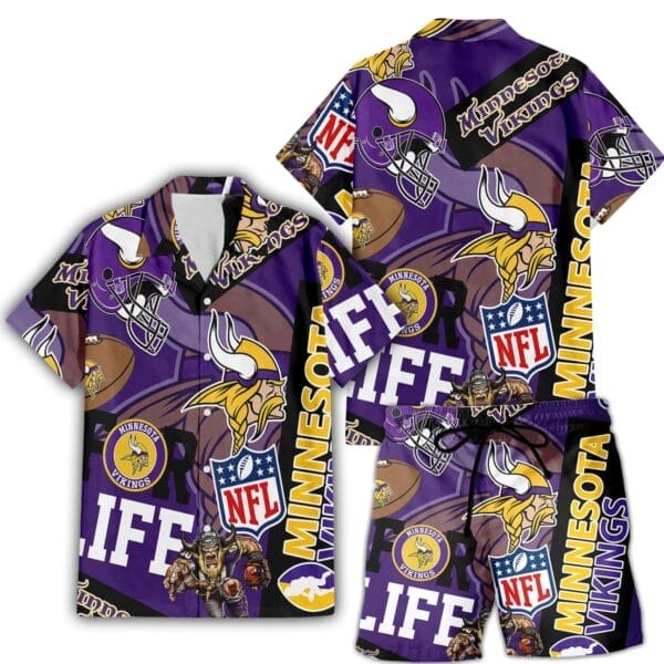 Minnesota Vikings Custom Limited Edition For Life Hawaiian Shirt and Shorts AMCHWSS000271 - Image 3