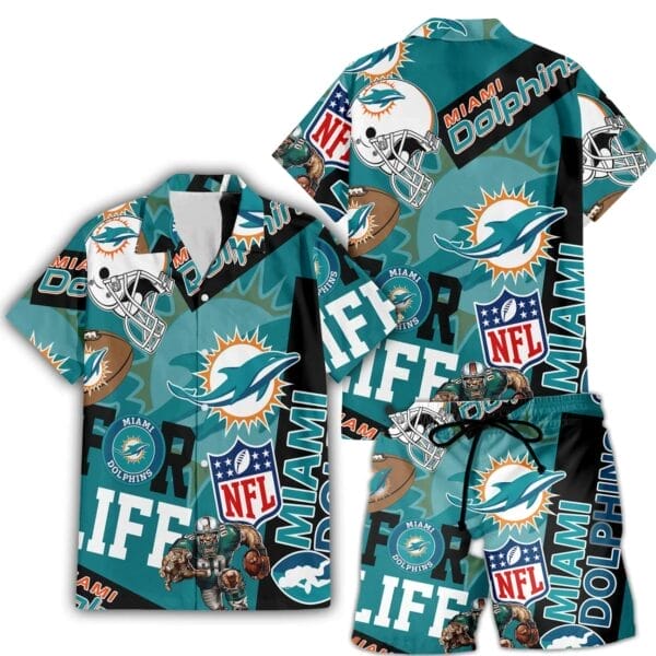 Miami Dolphins Custom Limited Edition For Life Hawaiian Shirt and Shorts AMCHWSS000278 - Image 3