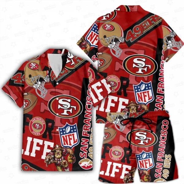 San Francisco 49ers Custom Limited Edition For Life Hawaiian Shirt and Shorts AMCHWSS000269 - Image 4