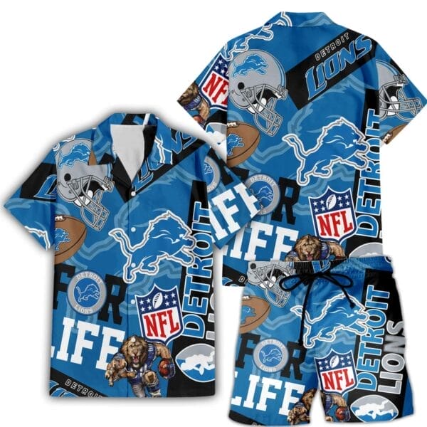 Detroit Lions Custom Limited Edition For Life Hawaiian Shirt and Shorts AMCHWSS000261 - Image 3