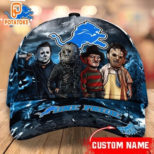Detroit Lions Personalized Trending Cap Mixed Horror Movie Characters AMCACS000229