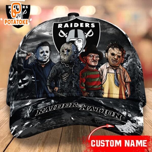 Las Vegas Raiders Personalized Trending Cap Mixed Horror Movie Characters AMCACS000241