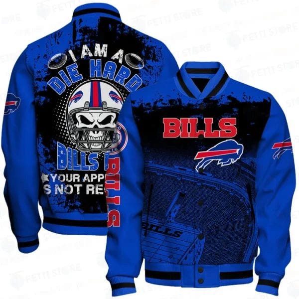Buffalo Bills x Halloween Skull Helmet Pattern Varsity Jacket AMCCLG000603