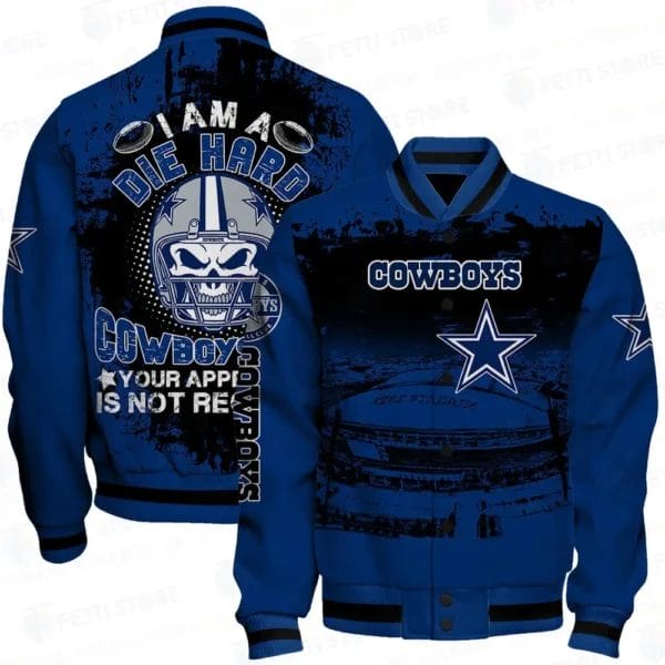 Dallas Cowboys x Halloween Skull Helmet Pattern Varsity Jacket AMCCLG000598