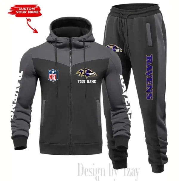 Baltimore Ravens Customized Drawstring Hooded Tracksuit AMCCLG000835 - Image 3