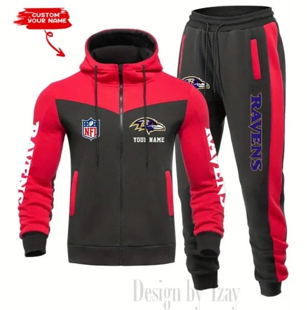 Baltimore Ravens Customized Drawstring Hooded Tracksuit AMCCLG000835 - Image 5