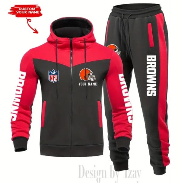 Cleveland Browns Customized Drawstring Hooded Tracksuit AMCCLG000850 - Image 2