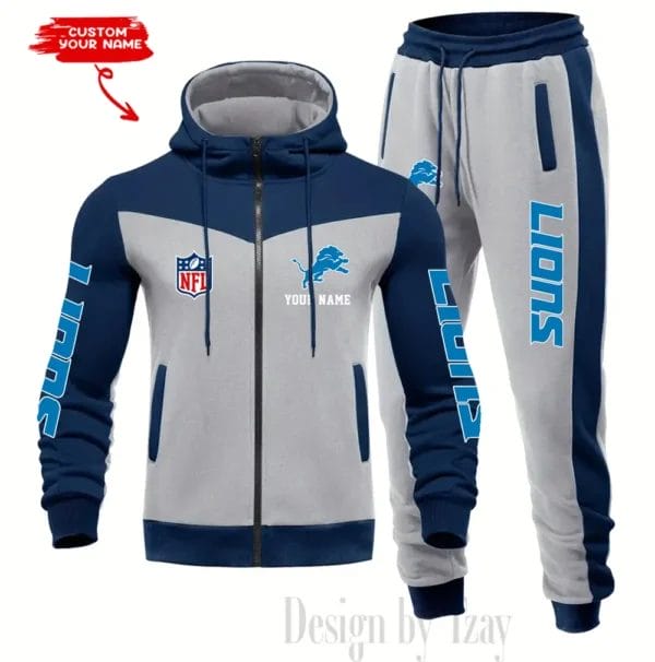 Detroit Lions Customized Drawstring Hooded Tracksuit AMCCLG000859 - Image 2
