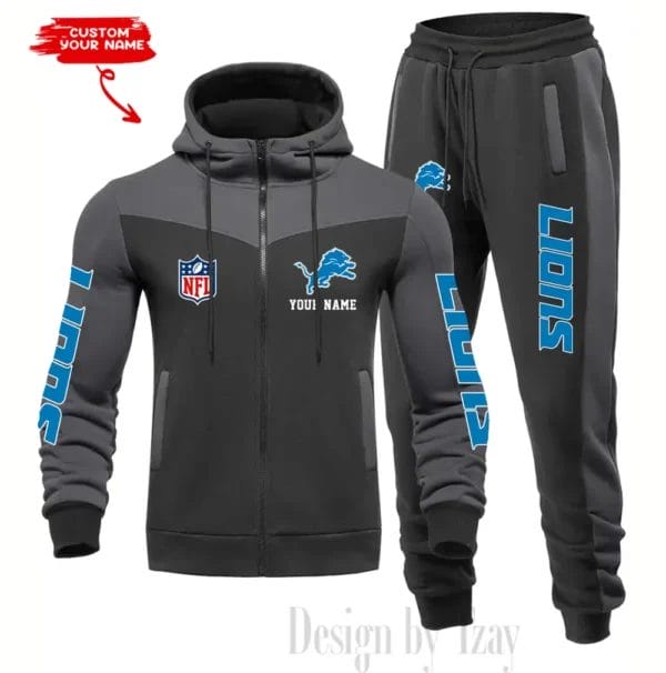 Detroit Lions Customized Drawstring Hooded Tracksuit AMCCLG000859 - Image 3