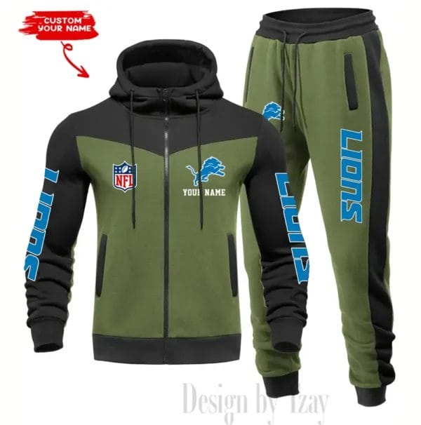 Detroit Lions Customized Drawstring Hooded Tracksuit AMCCLG000859 - Image 4