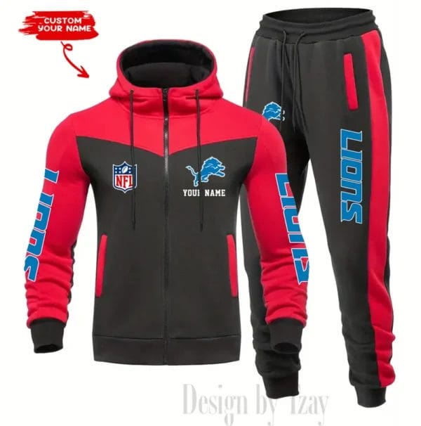 Detroit Lions Customized Drawstring Hooded Tracksuit AMCCLG000859 - Image 5