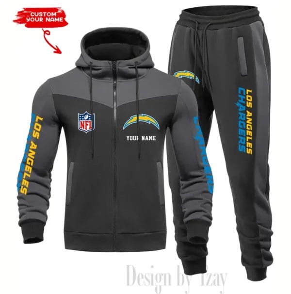 Los Angeles Chargers Customized Drawstring Hooded Tracksuit AMCCLG000880 - Image 4