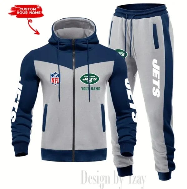 New York Jets Customized Drawstring Hooded Tracksuit AMCCLG000901 - Image 2