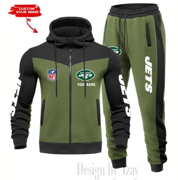 New York Jets Customized Drawstring Hooded Tracksuit AMCCLG000901 - Image 4