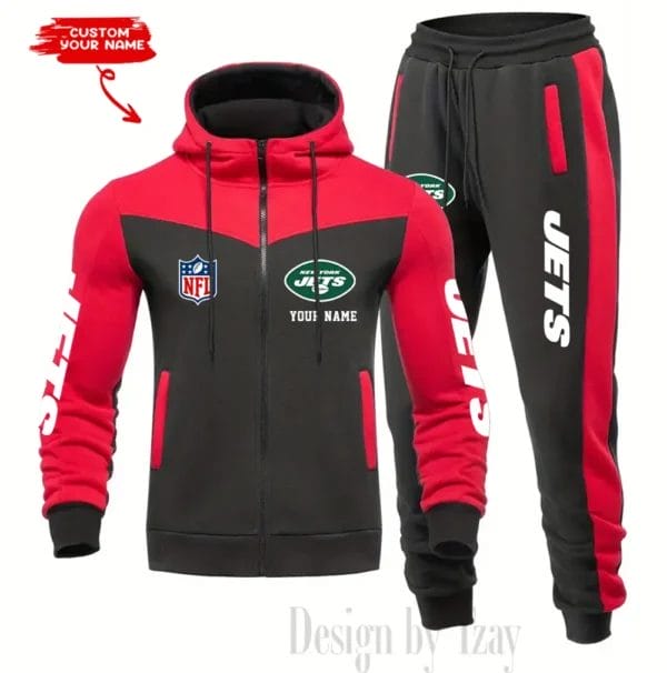 New York Jets Customized Drawstring Hooded Tracksuit AMCCLG000901 - Image 5