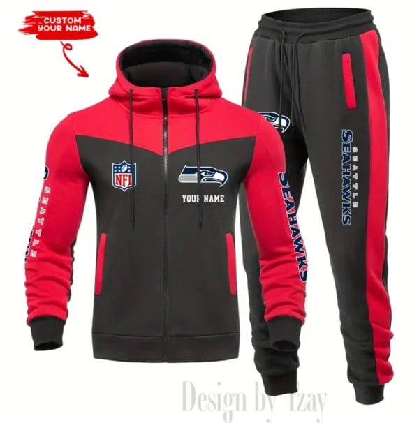 Seattle Seahawks Customized Drawstring Hooded Tracksuit AMCCLG000913 - Image 4