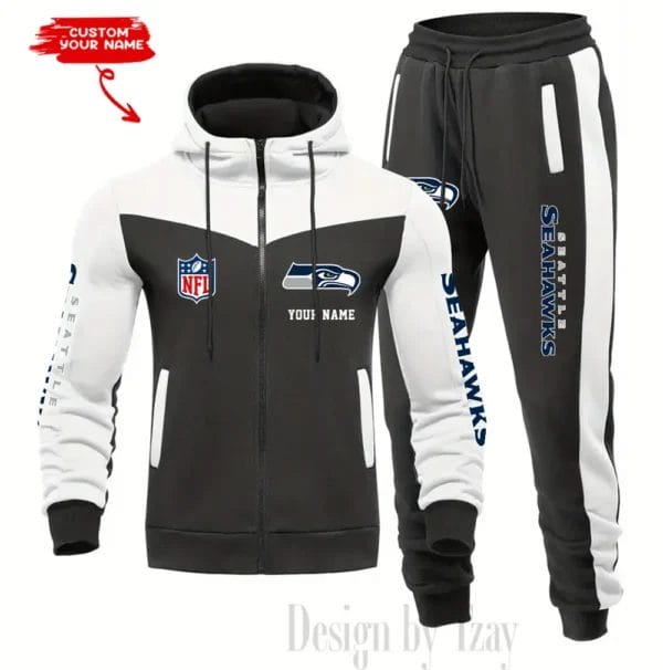 Seattle Seahawks Customized Drawstring Hooded Tracksuit AMCCLG000913 - Image 5
