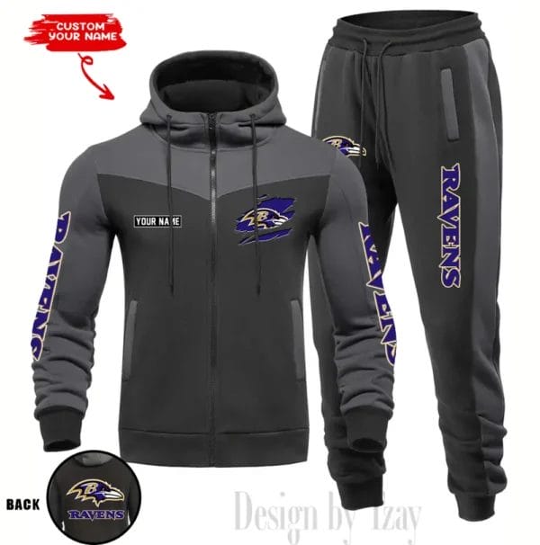 Baltimore Ravens Customized Drawstring Hooded Tracksuit AMCCLG000836 - Image 3