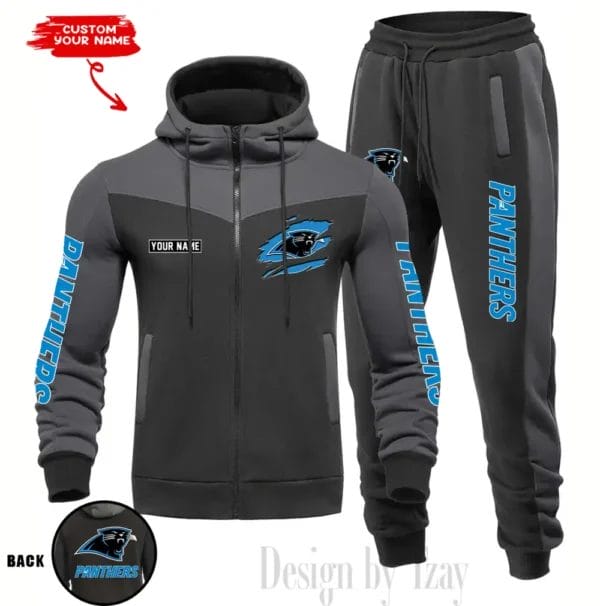 Carolina Panthers Customized Drawstring Hooded Tracksuit AMCCLG000842 - Image 3