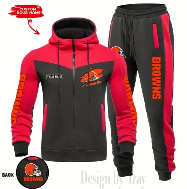Cleveland Browns Customized Drawstring Hooded Tracksuit AMCCLG000851 - Image 5