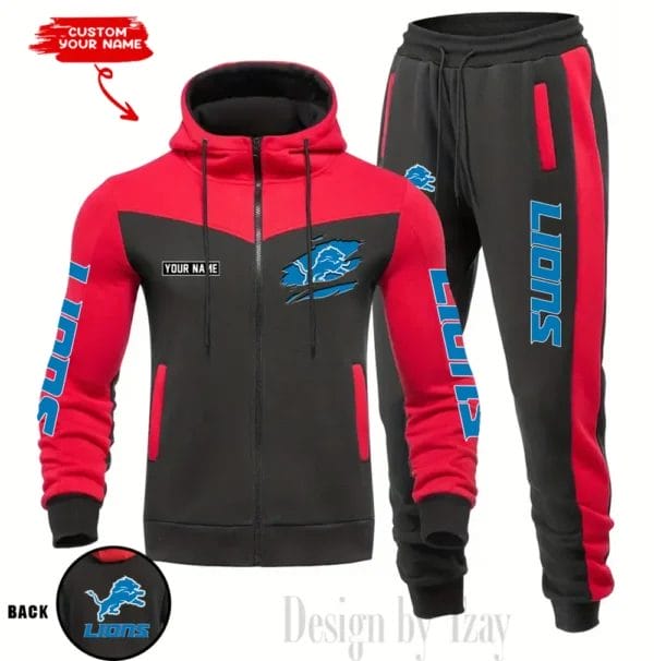 Detroit Lions Customized Drawstring Hooded Tracksuit AMCCLG000860 - Image 2