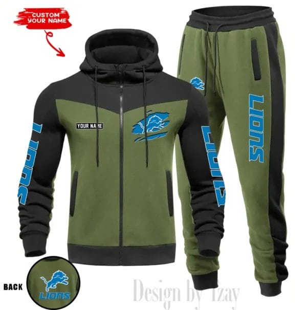 Detroit Lions Customized Drawstring Hooded Tracksuit AMCCLG000860 - Image 4