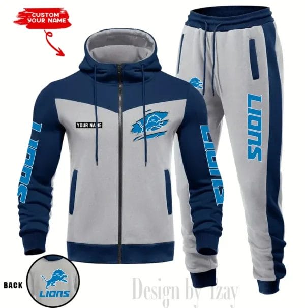 Detroit Lions Customized Drawstring Hooded Tracksuit AMCCLG000860 - Image 5