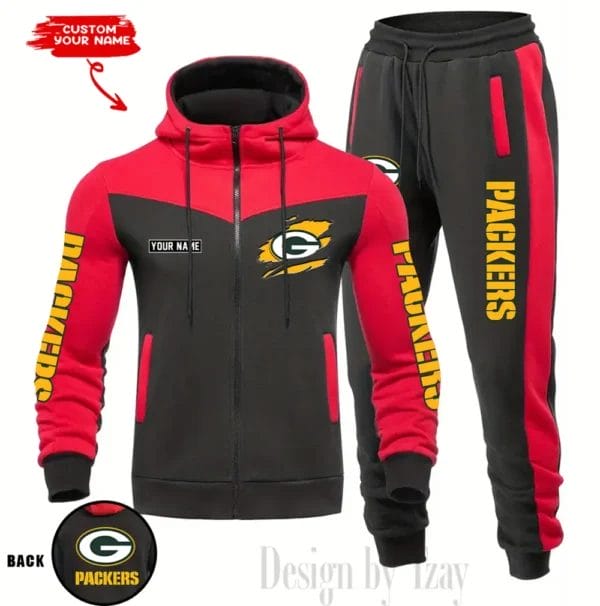 Green Bay Packers Customized Drawstring Hooded Tracksuit AMCCLG000863 - Image 3
