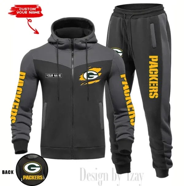 Green Bay Packers Customized Drawstring Hooded Tracksuit AMCCLG000863 - Image 4