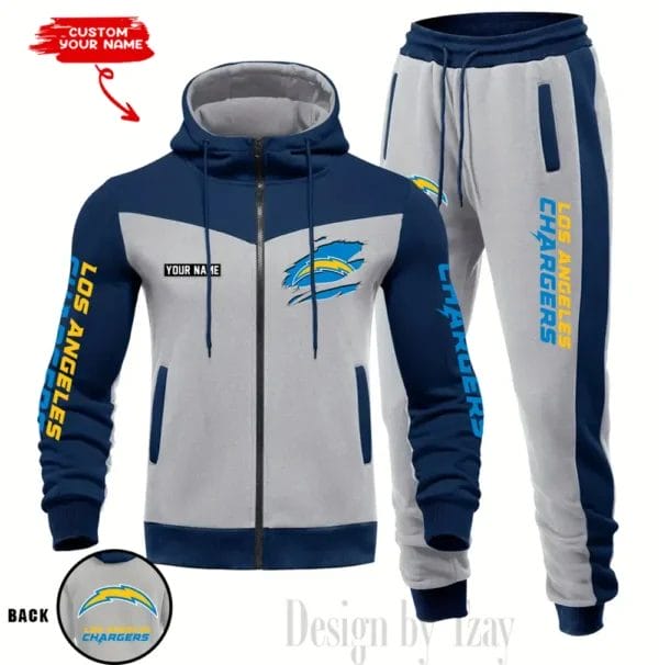 Los Angeles Chargers Customized Drawstring Hooded Tracksuit AMCCLG000881 - Image 2