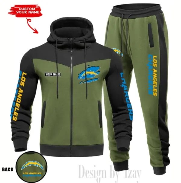 Los Angeles Chargers Customized Drawstring Hooded Tracksuit AMCCLG000881 - Image 3