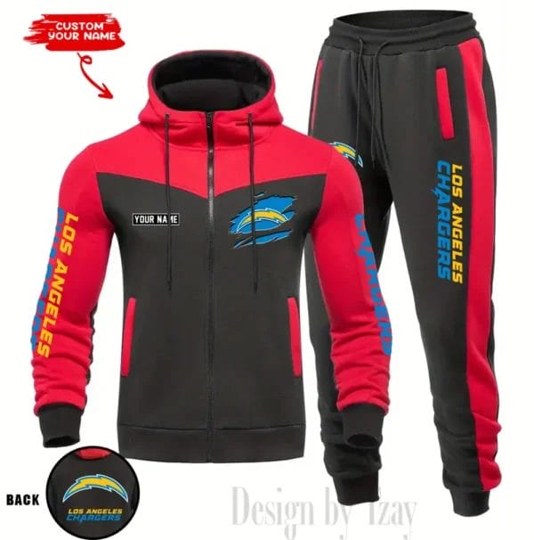 Los Angeles Chargers Customized Drawstring Hooded Tracksuit AMCCLG000881 - Image 5
