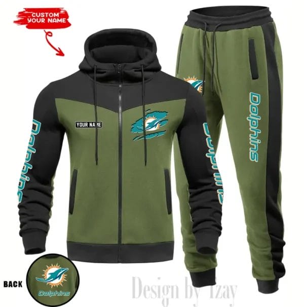 Miami Dolphins Customized Drawstring Hooded Tracksuit AMCCLG000887 - Image 3