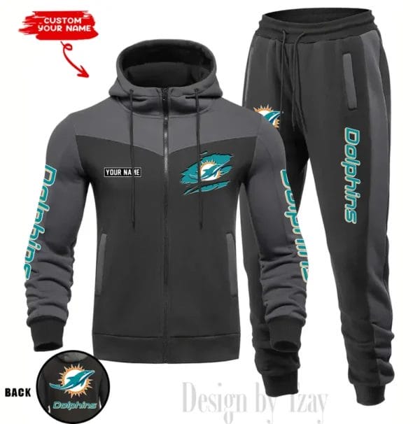 Miami Dolphins Customized Drawstring Hooded Tracksuit AMCCLG000887 - Image 4