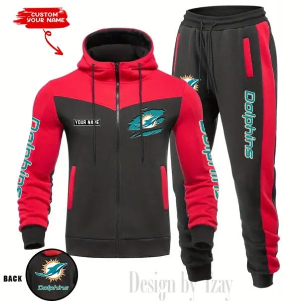 Miami Dolphins Customized Drawstring Hooded Tracksuit AMCCLG000887 - Image 5