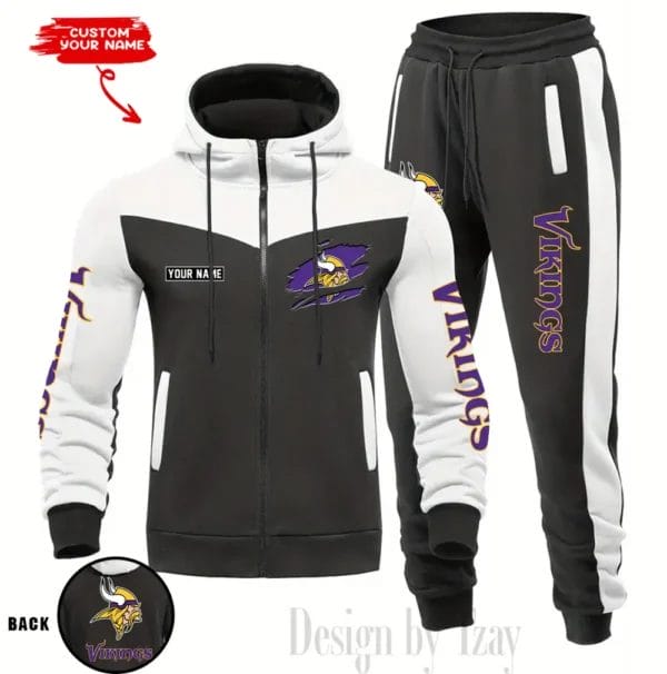 Minnesota Vikings Customized Drawstring Hooded Tracksuit AMCCLG000890 - Image 2