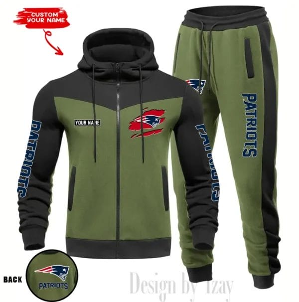 New England Patriots Customized Drawstring Hooded Tracksuit AMCCLG000893 - Image 2