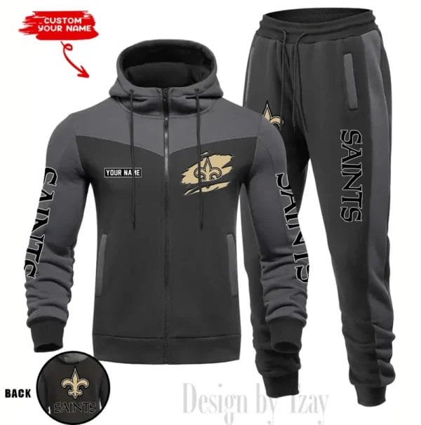 New Orleans Saints Customized Drawstring Hooded Tracksuit AMCCLG000896 - Image 3