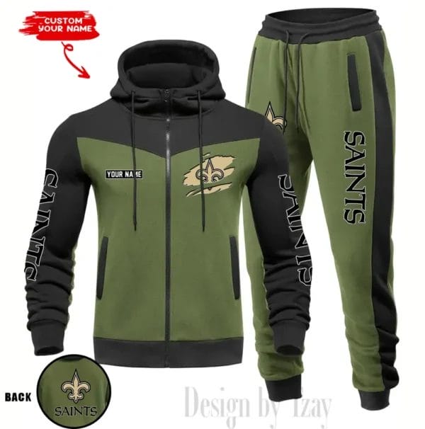 New Orleans Saints Customized Drawstring Hooded Tracksuit AMCCLG000896 - Image 4