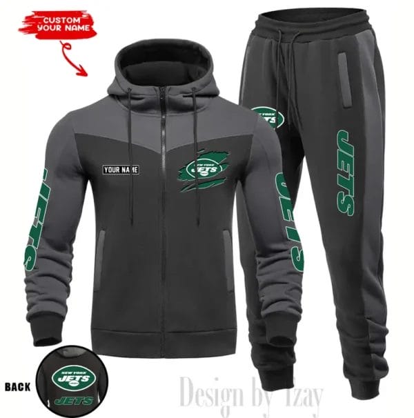 New York Jets Customized Drawstring Hooded Tracksuit AMCCLG000902 - Image 3