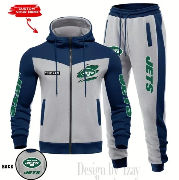 New York Jets Customized Drawstring Hooded Tracksuit AMCCLG000902 - Image 5