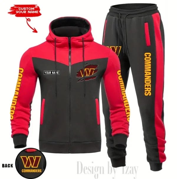 Washington Commanders Customized Drawstring Hooded Tracksuit AMCCLG000923 - Image 5