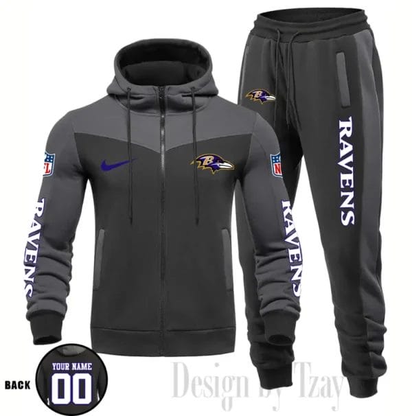 Baltimore Ravens Customized Drawstring Hooded Tracksuit AMCCLG000837 - Image 3