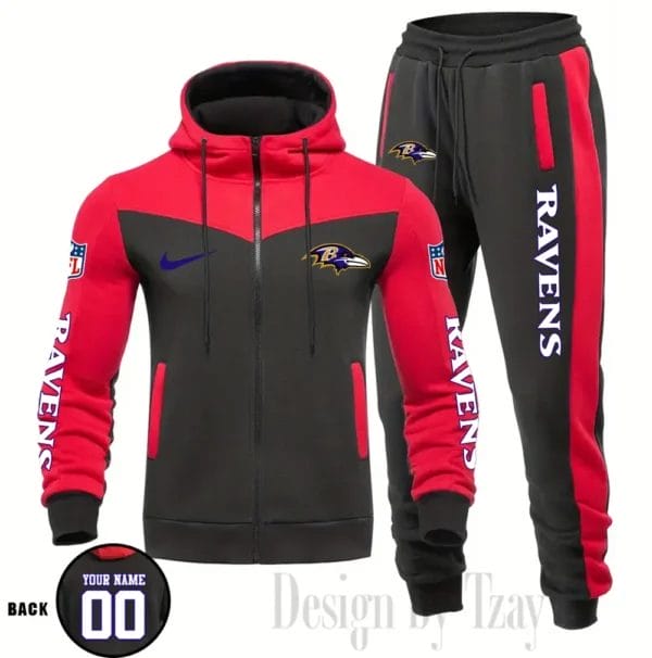 Baltimore Ravens Customized Drawstring Hooded Tracksuit AMCCLG000837 - Image 4