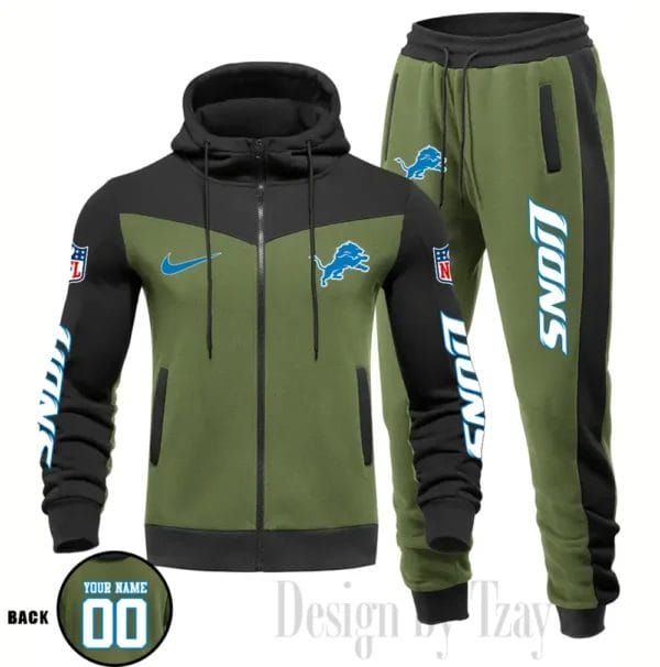 Detroit Lions Customized Drawstring Hooded Tracksuit AMCCLG000861 - Image 2