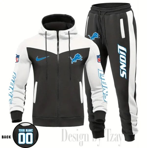 Detroit Lions Customized Drawstring Hooded Tracksuit AMCCLG000861 - Image 4