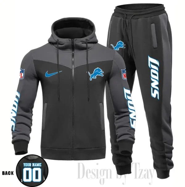 Detroit Lions Customized Drawstring Hooded Tracksuit AMCCLG000861 - Image 5