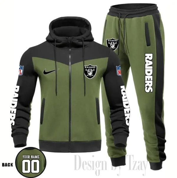 Las Vegas Raiders Customized Drawstring Hooded Tracksuit AMCCLG000879 - Image 2