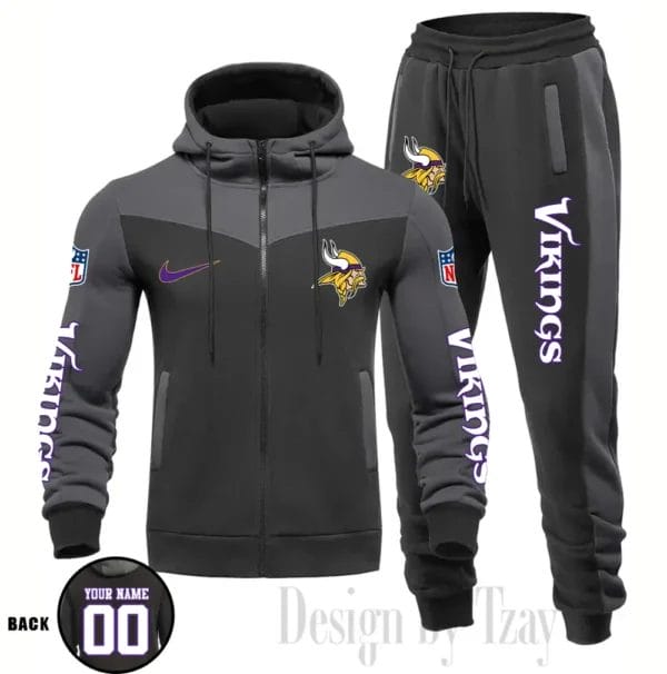 Minnesota Vikings Customized Drawstring Hooded Tracksuit AMCCLG000891 - Image 4